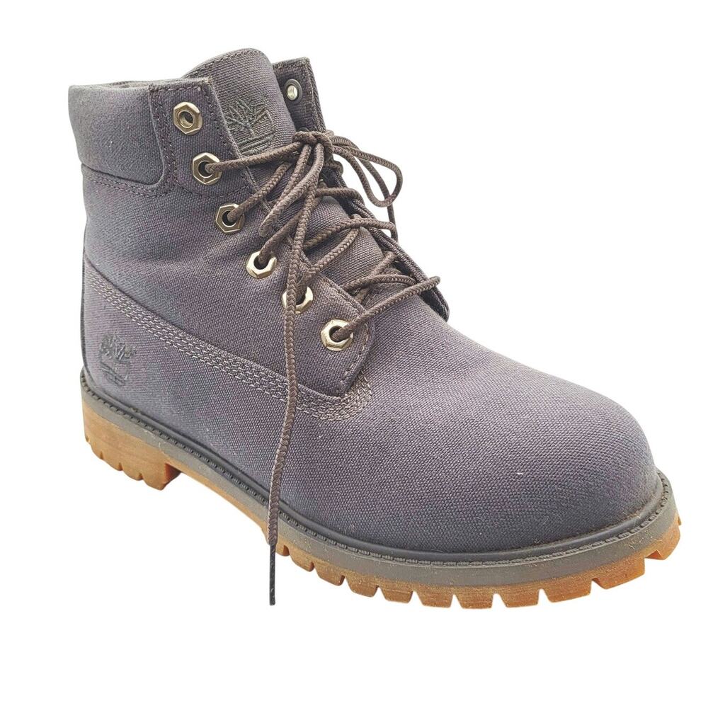 Timberland 6" Lace up Gray Canvas Combat Ankle Boot Women's Size 5 EU 37.5